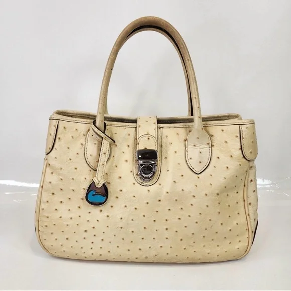 Dooney & Bourke Vintage Cream Ostrich Inspired Leather Shoulder Bag - Picture 1 of 11